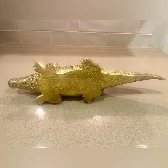 Gold Gator! Eclectic Resin Solid Candle Holder - Gold Finish - Picture 5 of 7